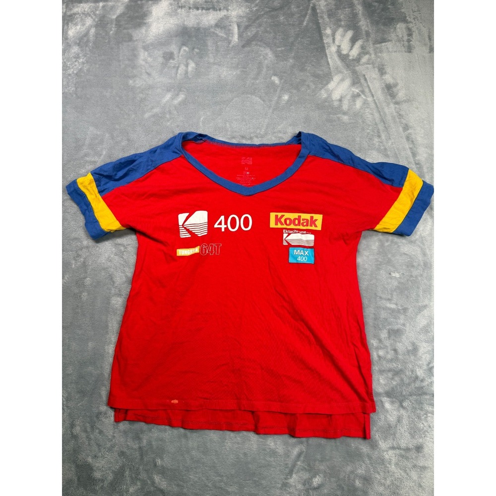 Kodak T Shirt Womens Medium Red V Neck Tungsten 64T Ektachrome Film Max 400
